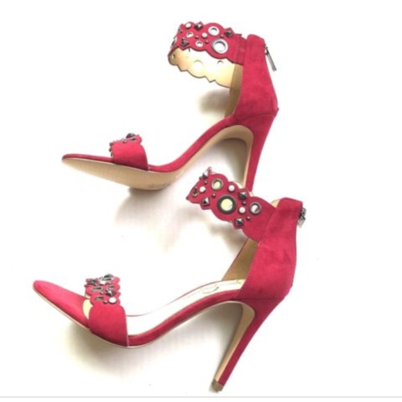 Jessica Simpson Shoes - Jessica Simpson SZ 7 Red Suede Sandals Heels NEW